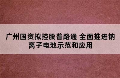 广州国资拟控股普路通 全面推进钠离子电池示范和应用